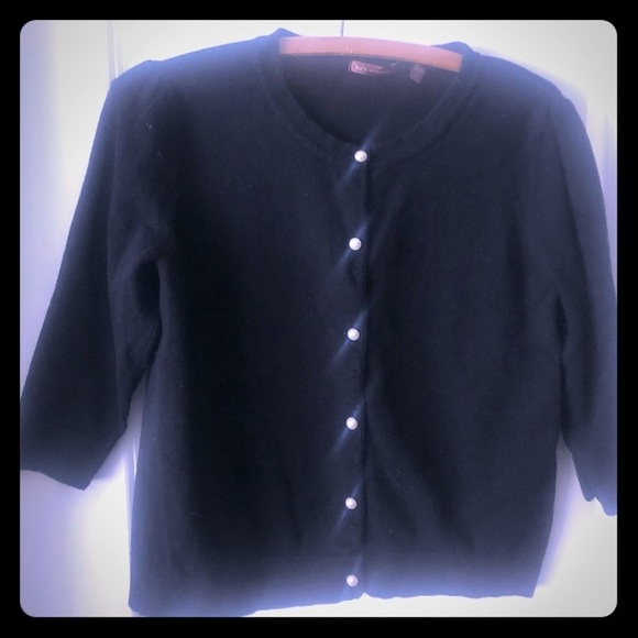 Black Cotton-blend Cardi with faux pearl buttons M - Picture 1 of 4
